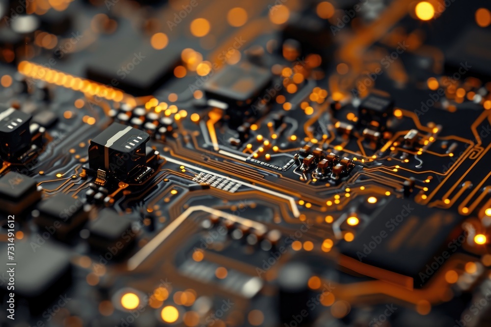 An up-close photo revealing the intricate details of a computer circuit board, showcasing the various electronic components and their interconnections, A close-up of a robot's circuitry, AI Generated An up-close photo revealing the intricate details of a computer circuit board, showcasing the various electronic components and their interconnections, A close-up of a robot's circuitry, AI Generated