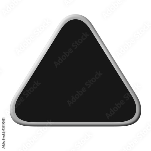 abstract 3d triangle icon with silvery border and black interior