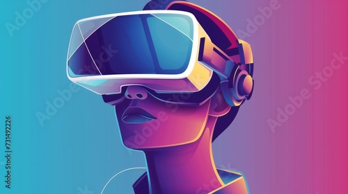 vector virtual reality vr glass application concept web flat isometric style illustration 