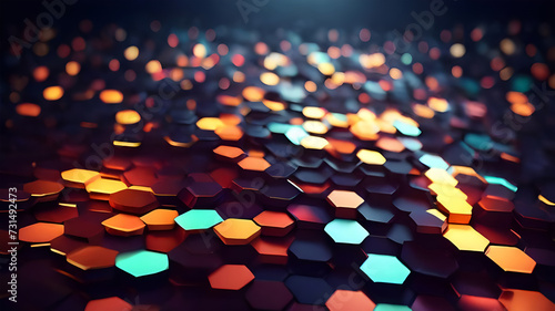 glowing lights hexagon Abstract background