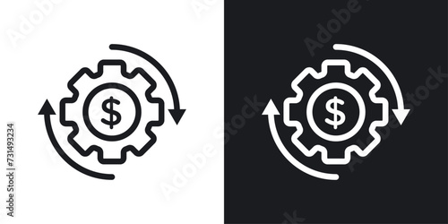 Costs optimization icon designed in a line style on white background.