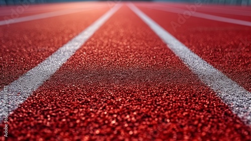 Red runway for running in the stadium