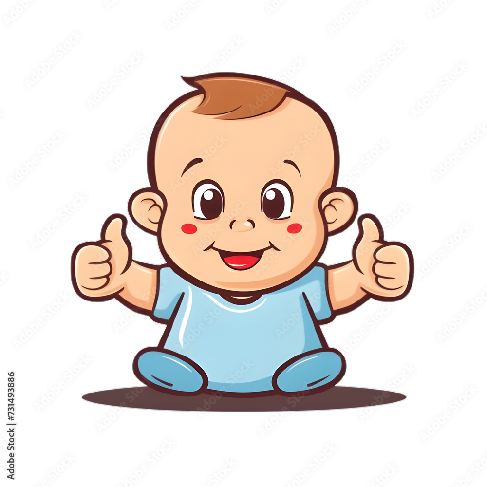 人間の赤ちゃんがthumbs up, いいねと親指を立ててgoodポーズしているイラスト