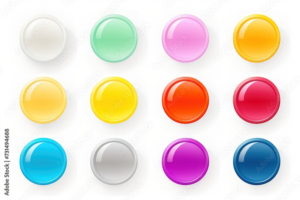 A set of flat buttons with gradient colors on a white background A set of flat buttons with gradient colors on a white background