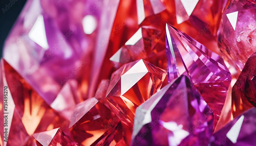 An close-up of the abstract background with purple and red crystal textures.