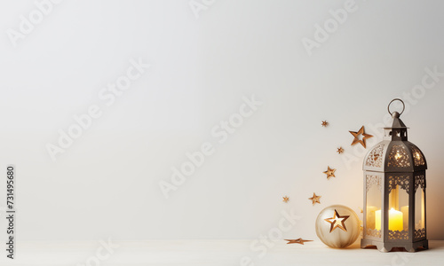 Islamic concept for Ramadan white background copy space