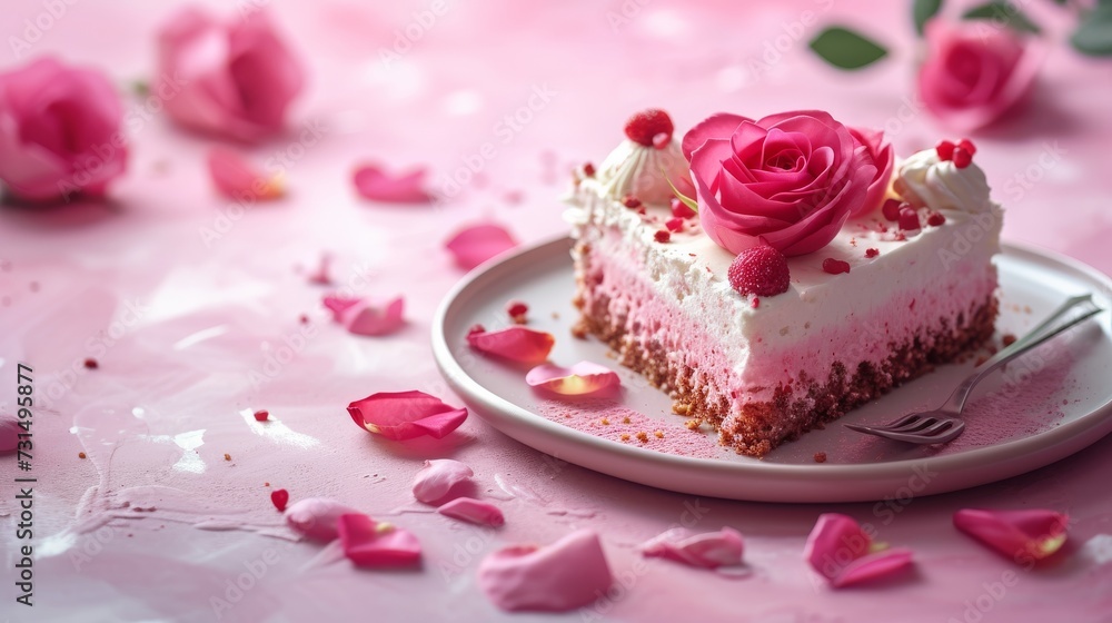 a pink heart shaped cake on a pink table - valentines day concept a pink heart shaped cake on a pink table - valentines day concept