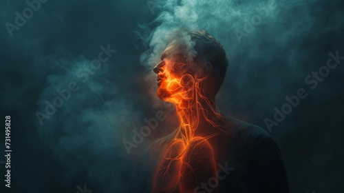 Respiratory disease heart attack stroke or lung disease illustration