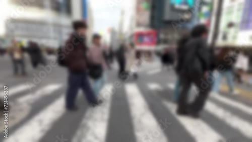 東京都市風景　渋谷　スロー　横断歩道　たくさんの人々 photo