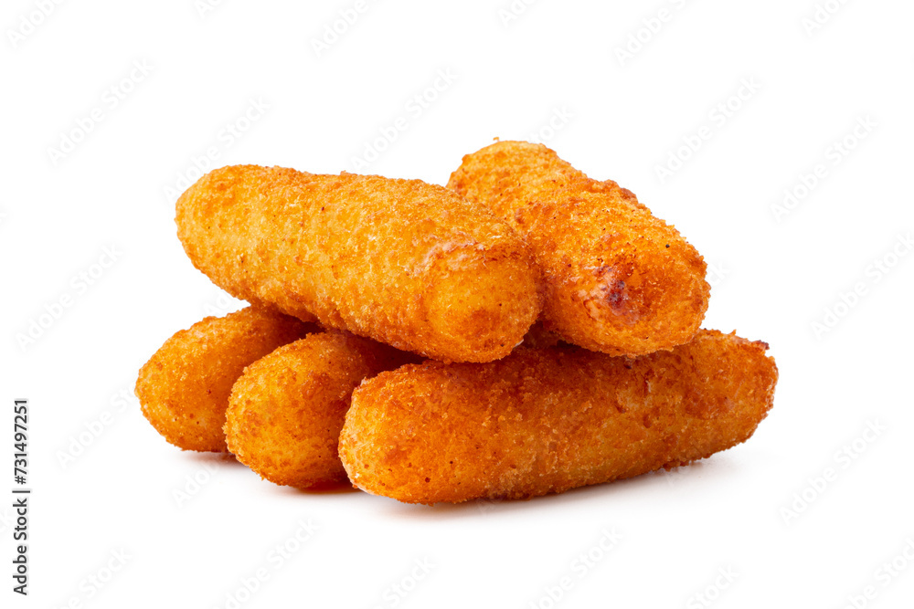 Fried cheese sticks isolated on white background Fried cheese sticks isolated on white background