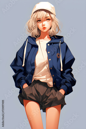 young girl anime style character, Manga Anime girl Cartoon,girl anime female manga cartoon,generative ai