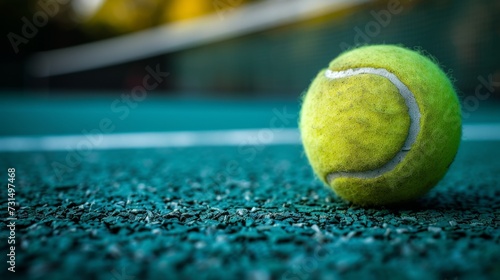 Tennis ball on tennis court