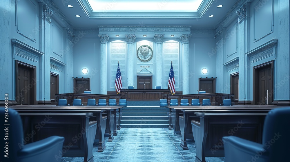 Empty courtroom or courtroom - obrazy, fototapety, plakaty 