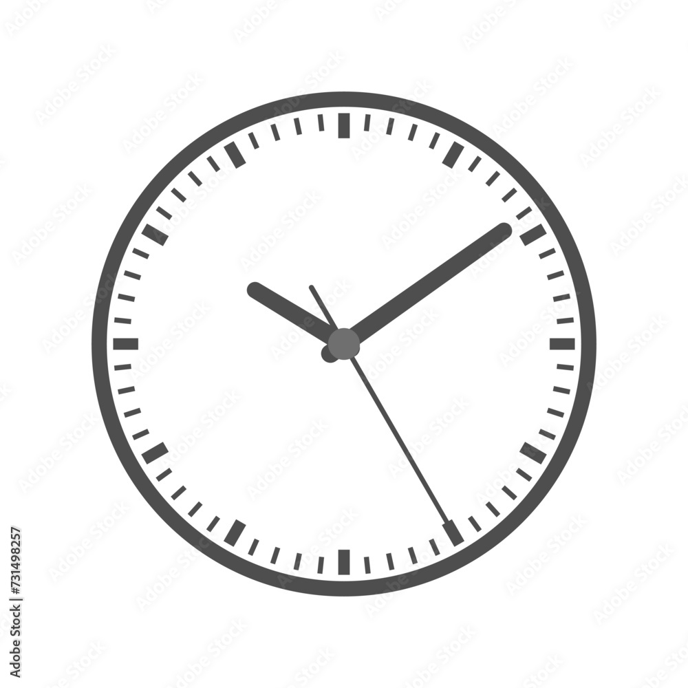 Modern illustration of round clock in minimalist style. Simple illustration of wall clock without numbers. Modern illustration of round clock in minimalist style. Simple illustration of wall clock without numbers.