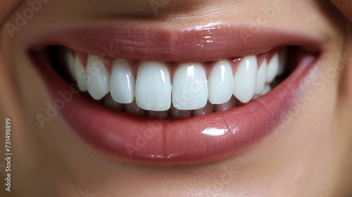 Close Up of Womans Radiant Smile With White Teeth