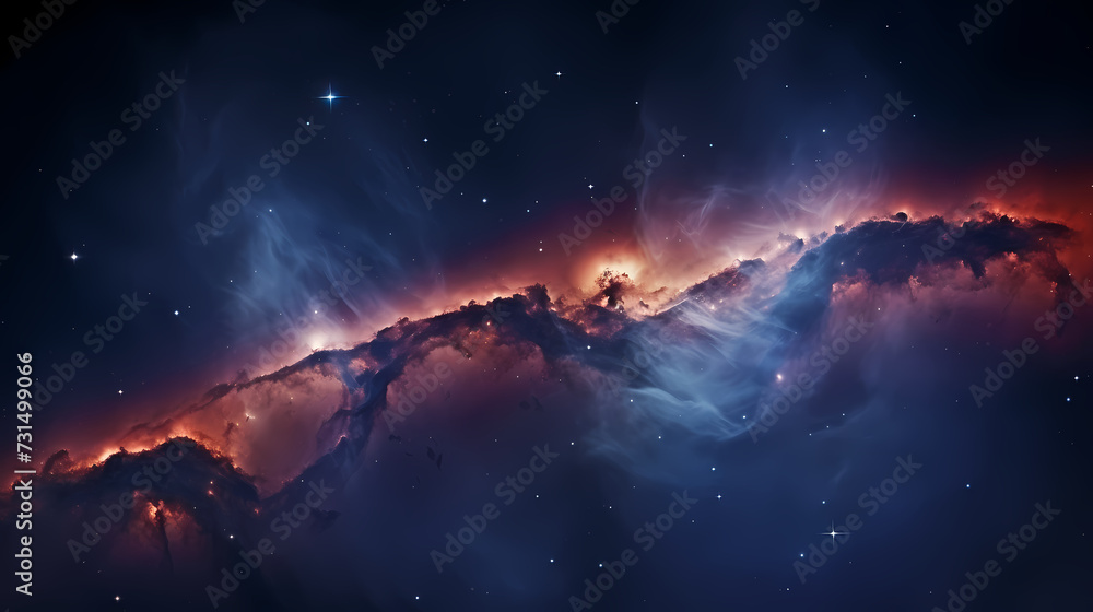 Star system background in the sky, 3D collection of stars in the universe