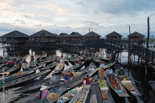 Wallpaper Mural Damnoen Saduak Floating Market or Amphawa. Local people sell fruits, traditional food on boats in canal, Ratchaburi District, Thailand. Famous Asian tourist attraction destination. Festival in Asia. Torontodigital.ca