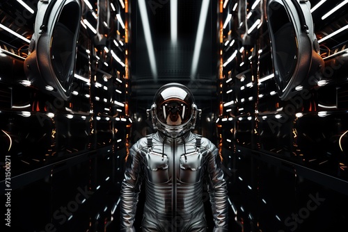 futuristic astronaut in his spacecraft