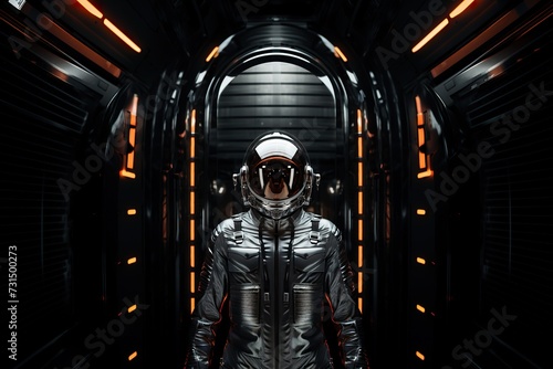 futuristic astronaut in his spacecraft