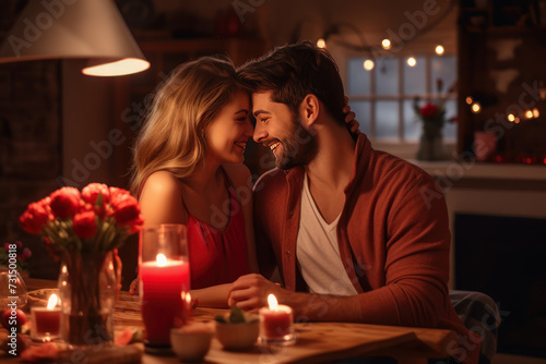 young couple celebrating Valentine's Day together in a joyful and romantic