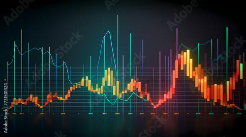 Stock market chart line concept, business chart on stock market background