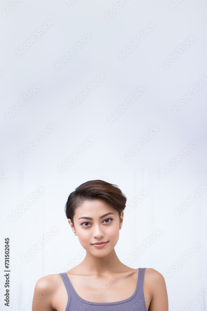 Adorable young girl clad in snug vest undergarments, showcasing her style against a pristine white background. Generative AI. Adorable young girl clad in snug vest undergarments, showcasing her style against a pristine white background. Generative AI.