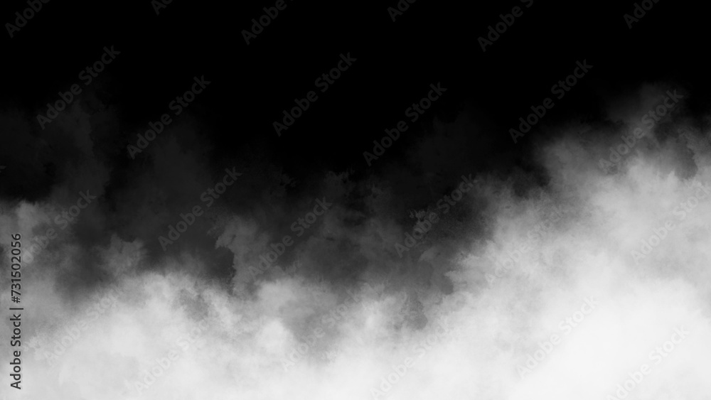 White Fog or Smoke Effect Overlay Black Isolated Background.
