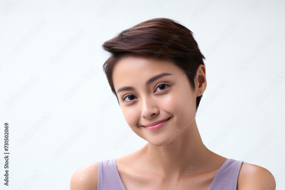 Adorable young girl clad in snug vest undergarments, showcasing her style against a pristine white background. Generative AI. Adorable young girl clad in snug vest undergarments, showcasing her style against a pristine white background. Generative AI.