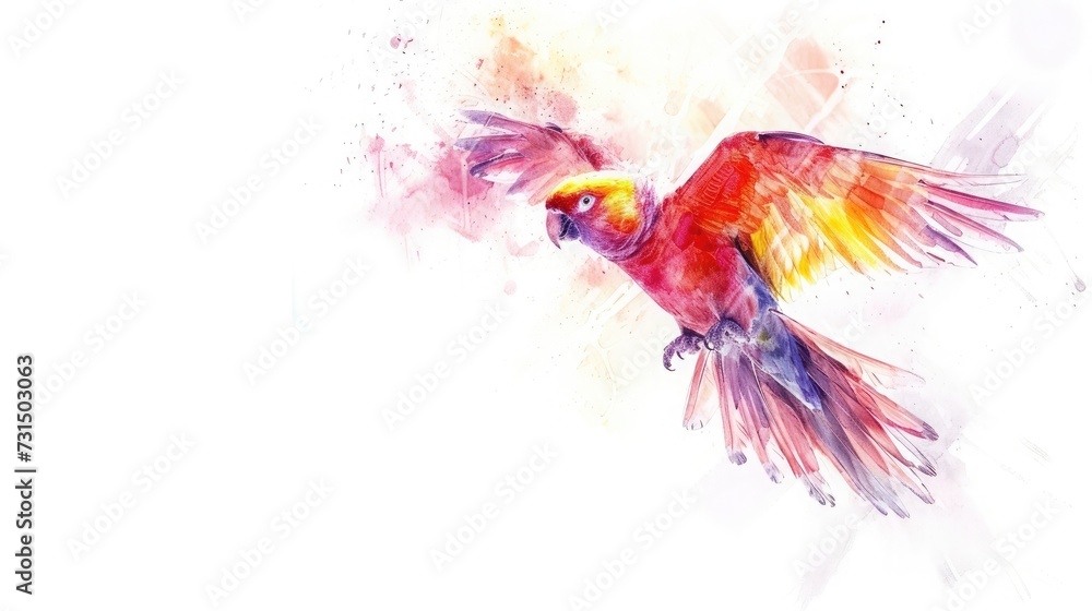 Fototapeta premium Colourful flying parrot isolated on white
