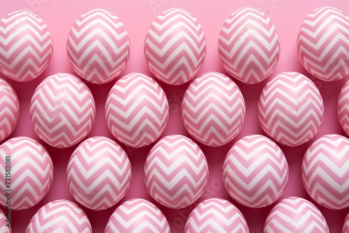 Pattern of pink and white Easter eggs over pink background