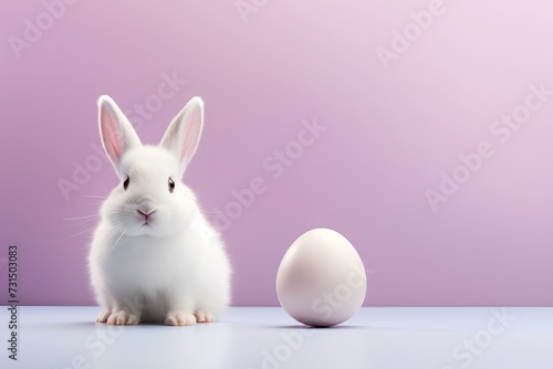 Easter bunny rabbit with sweet color egg on pastel background, with copyspace, Easter holiday concept © sirirat