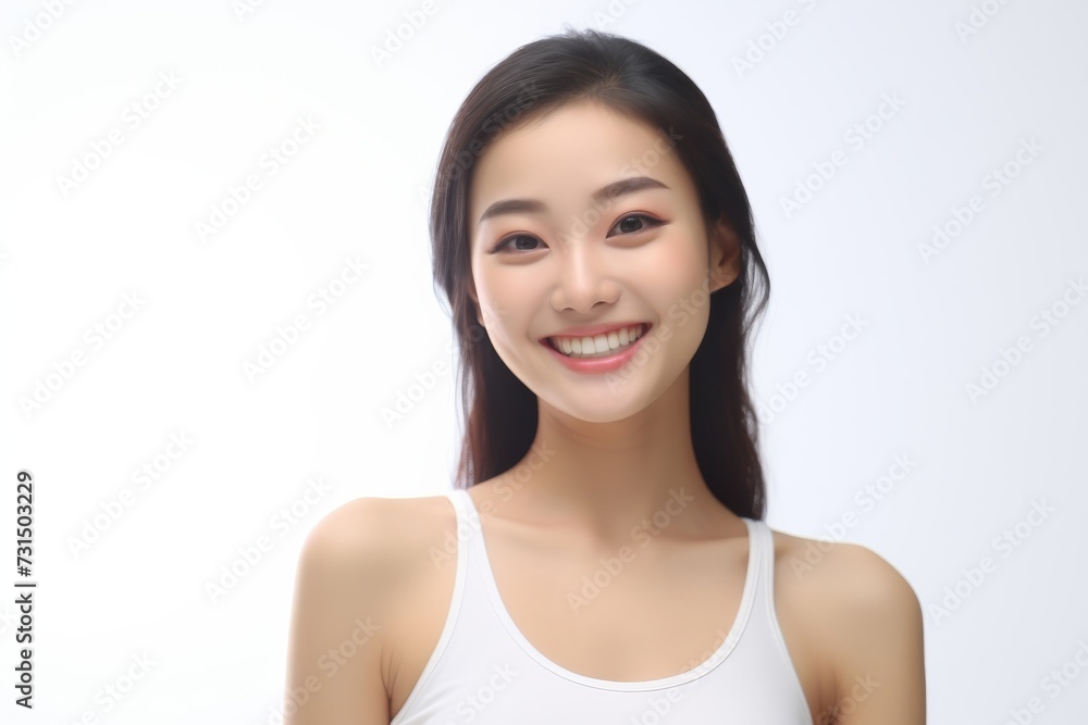 Sweet little girl donning comfy vest lingerie, posing with confidence on a clean white surface. Generative AI. Sweet little girl donning comfy vest lingerie, posing with confidence on a clean white surface. Generative AI.