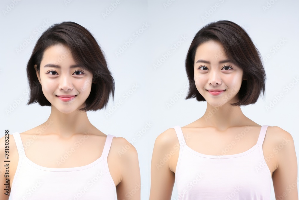 Sweet little girl donning comfy vest lingerie, posing with confidence on a clean white surface. Generative AI. Sweet little girl donning comfy vest lingerie, posing with confidence on a clean white surface. Generative AI.