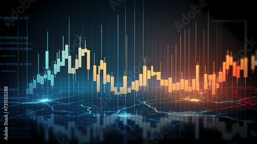 Stock market chart line concept, business chart on stock market background