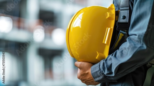 Worker Architecture Engineer hold hard hat helmet safety for construction