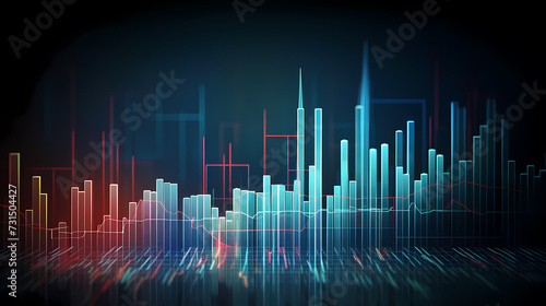 Stock market chart line concept, business chart on stock market background