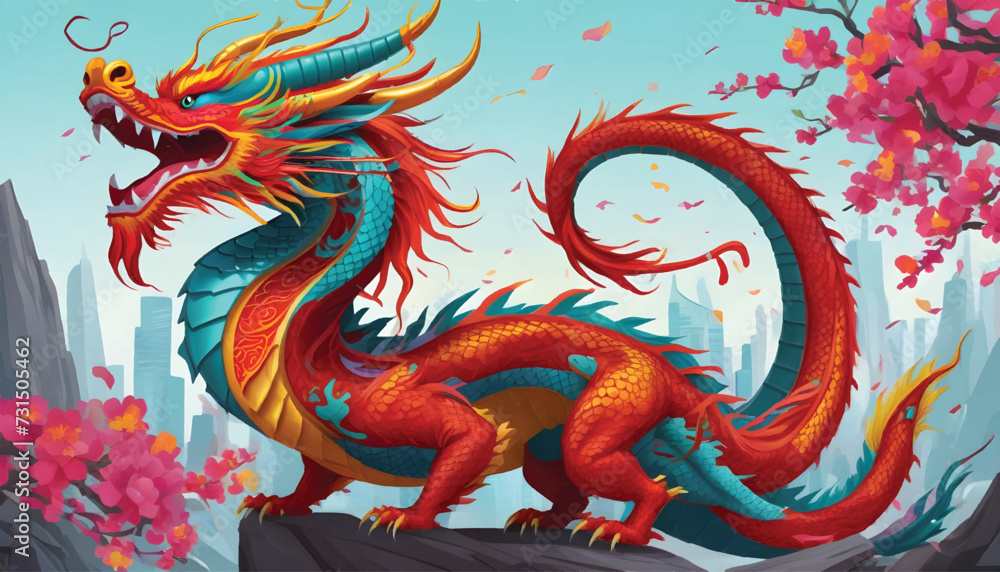 Fototapeta premium chinese dragon on the roof