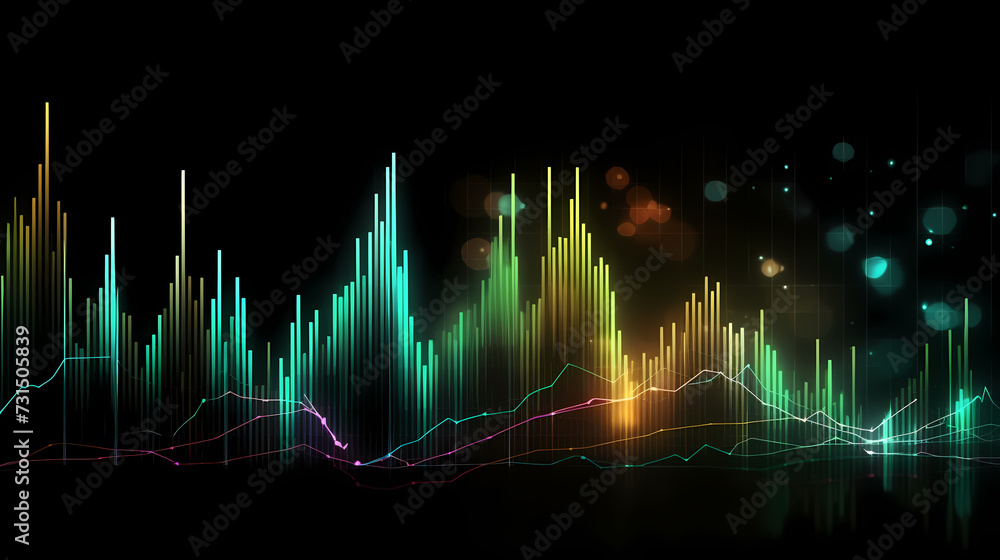 Stock market chart background, financial forecast illustration with glowing trend lines Stock market chart background, financial forecast illustration with glowing trend lines