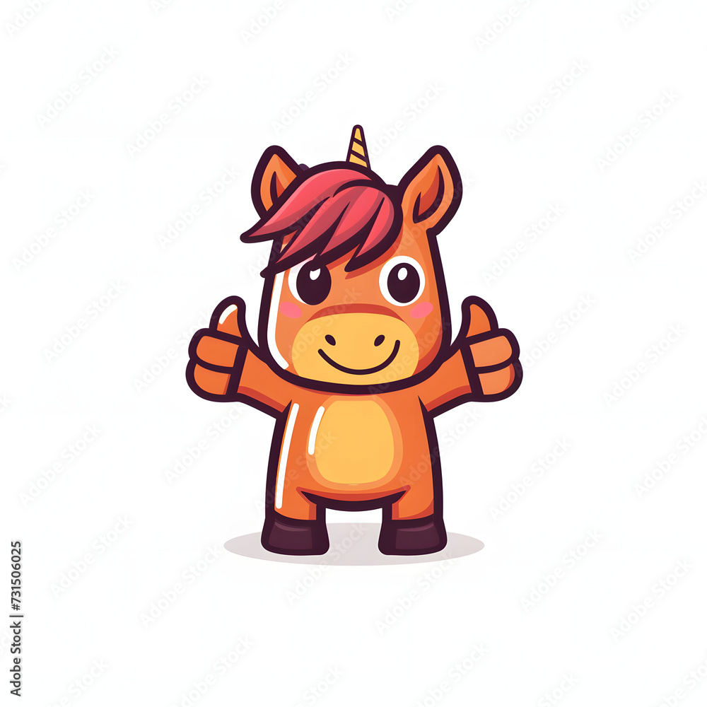 馬がthumbs up, いいねと親指を立ててgoodポーズしているイラスト 馬がthumbs up, いいねと親指を立ててgoodポーズしているイラスト