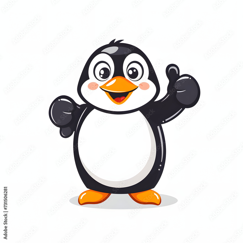 Obraz premium ペンギンがthumbs up, いいねと親指を立ててgoodポーズしているイラスト