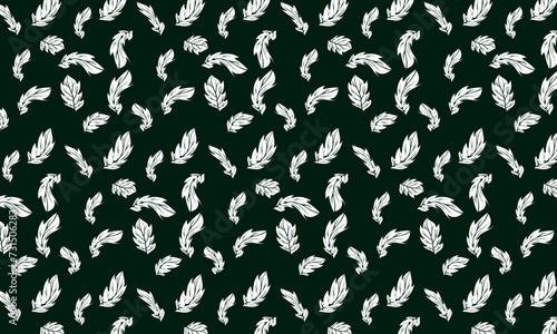 Seamless pattern with feathers on a green background. Vector illustration