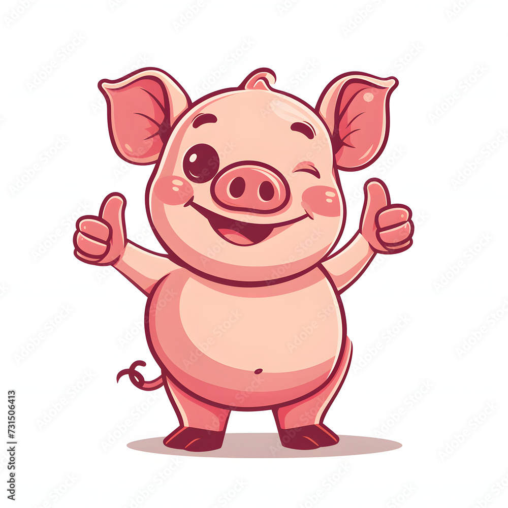 豚がthumbs up, いいねと親指を立ててgoodポーズしているイラスト 豚がthumbs up, いいねと親指を立ててgoodポーズしているイラスト
