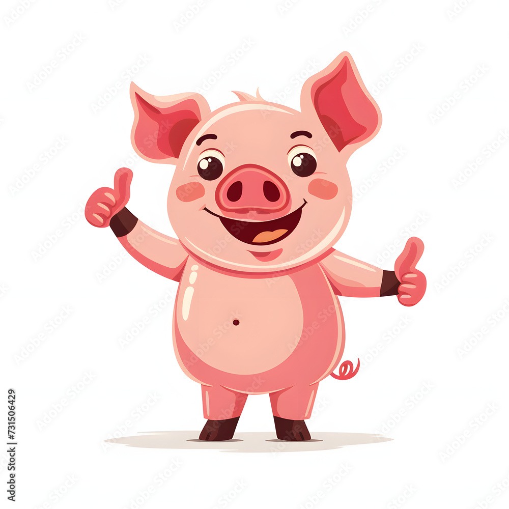 豚がthumbs up, いいねと親指を立ててgoodポーズしているイラスト 豚がthumbs up, いいねと親指を立ててgoodポーズしているイラスト
