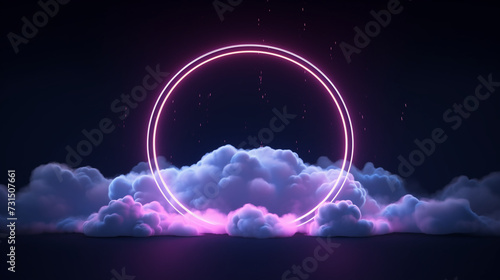 3D Cloud with Radiant Neon Circles