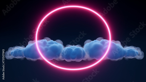 3D Cloud with Mesmerizing Neon Ring Patterns