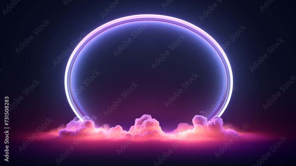 Trails: 3D Cloud Formation with Neon Ring Highlights