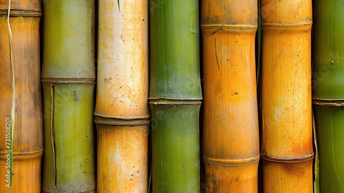 Yellow bamboo fence background