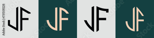 Creative simple Initial Letters JF Logo Designs Bundle.