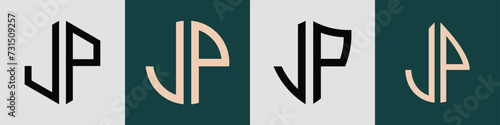Creative simple Initial Letters JP Logo Designs Bundle.