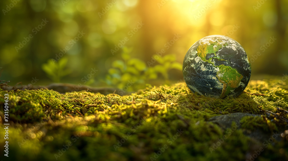Earth embraced by lush green grass, a harmonious blend of nature and planet, save the world concept. Generative Ai Illustration. Earth embraced by lush green grass, a harmonious blend of nature and planet, save the world concept. Generative Ai Illustration.